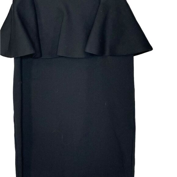 Alice and Olivia Employed Black Knit Peplum Mini Dress | Size 2 - Picture 3 of 7